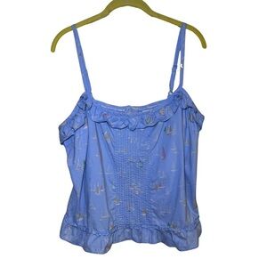 Tommy Hilfiger Sailboat Nautical Blue Summer Tank Top Women's XL Back Buttons